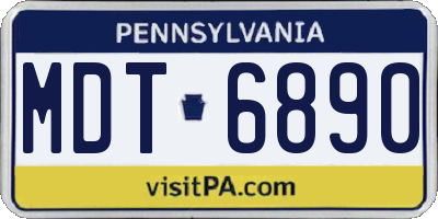 PA license plate MDT6890