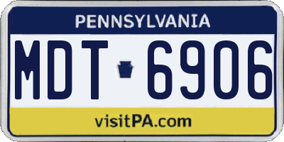 PA license plate MDT6906