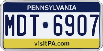 PA license plate MDT6907