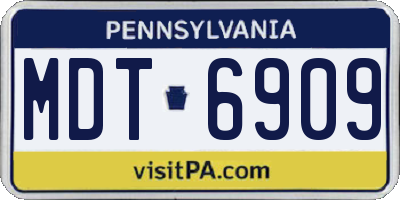 PA license plate MDT6909