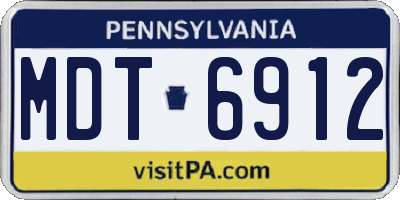 PA license plate MDT6912