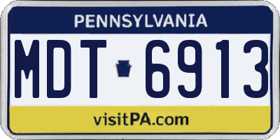 PA license plate MDT6913