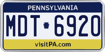 PA license plate MDT6920