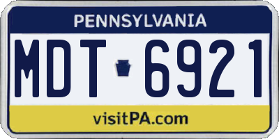 PA license plate MDT6921