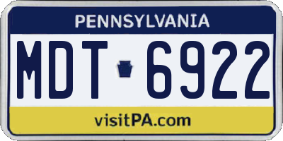 PA license plate MDT6922