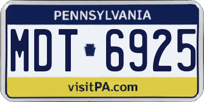 PA license plate MDT6925