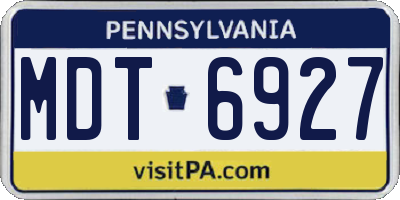 PA license plate MDT6927