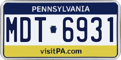 PA license plate MDT6931