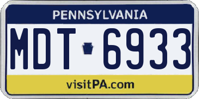 PA license plate MDT6933