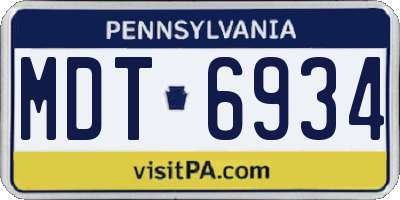 PA license plate MDT6934