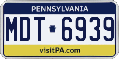 PA license plate MDT6939