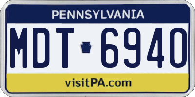 PA license plate MDT6940