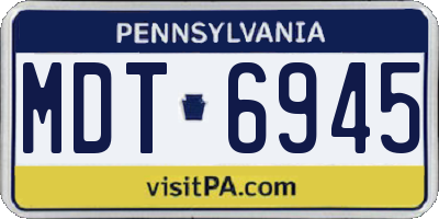 PA license plate MDT6945