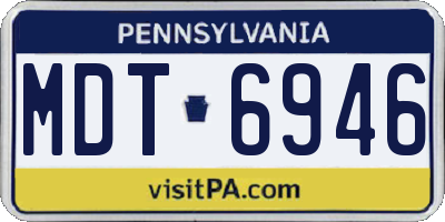 PA license plate MDT6946