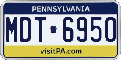 PA license plate MDT6950