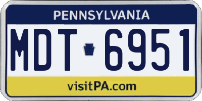 PA license plate MDT6951