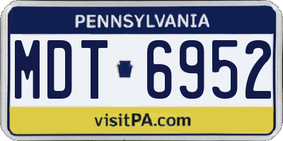 PA license plate MDT6952