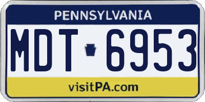 PA license plate MDT6953
