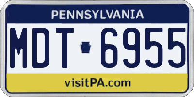 PA license plate MDT6955