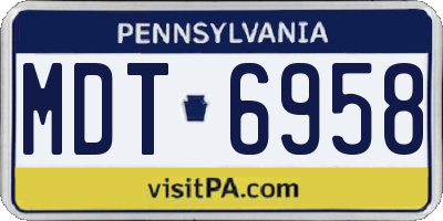 PA license plate MDT6958