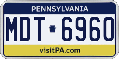 PA license plate MDT6960