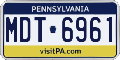 PA license plate MDT6961