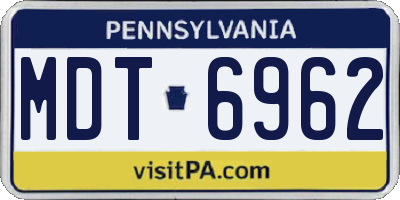PA license plate MDT6962