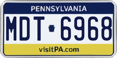 PA license plate MDT6968