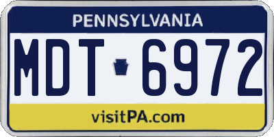 PA license plate MDT6972