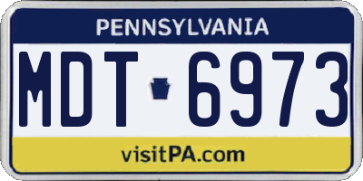 PA license plate MDT6973