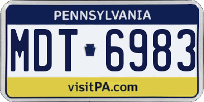 PA license plate MDT6983