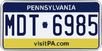 PA license plate MDT6985