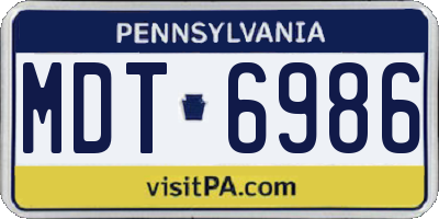 PA license plate MDT6986