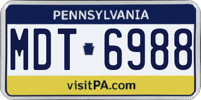 PA license plate MDT6988