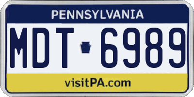 PA license plate MDT6989