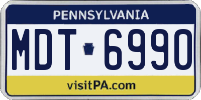 PA license plate MDT6990