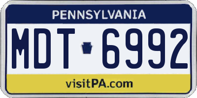 PA license plate MDT6992
