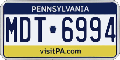 PA license plate MDT6994