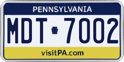 PA license plate MDT7002