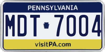 PA license plate MDT7004