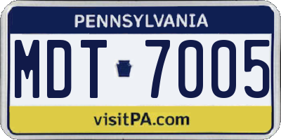 PA license plate MDT7005