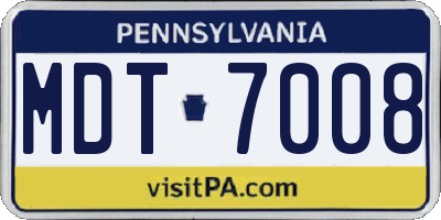 PA license plate MDT7008