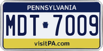 PA license plate MDT7009
