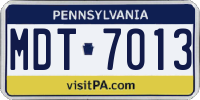 PA license plate MDT7013