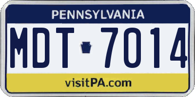 PA license plate MDT7014