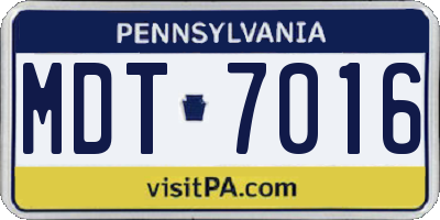 PA license plate MDT7016