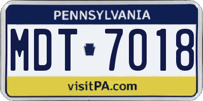PA license plate MDT7018