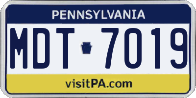 PA license plate MDT7019