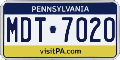 PA license plate MDT7020