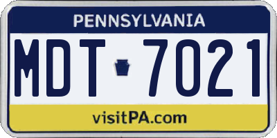 PA license plate MDT7021